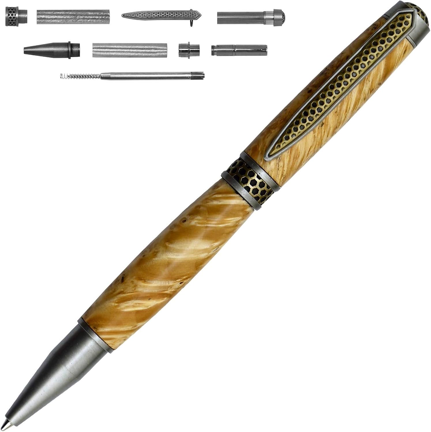 Penn State Industries PKHCABAP Honeycomb Ballpoint Twist Pen Kit Woodturning Project (Antique Brass with Pewter)