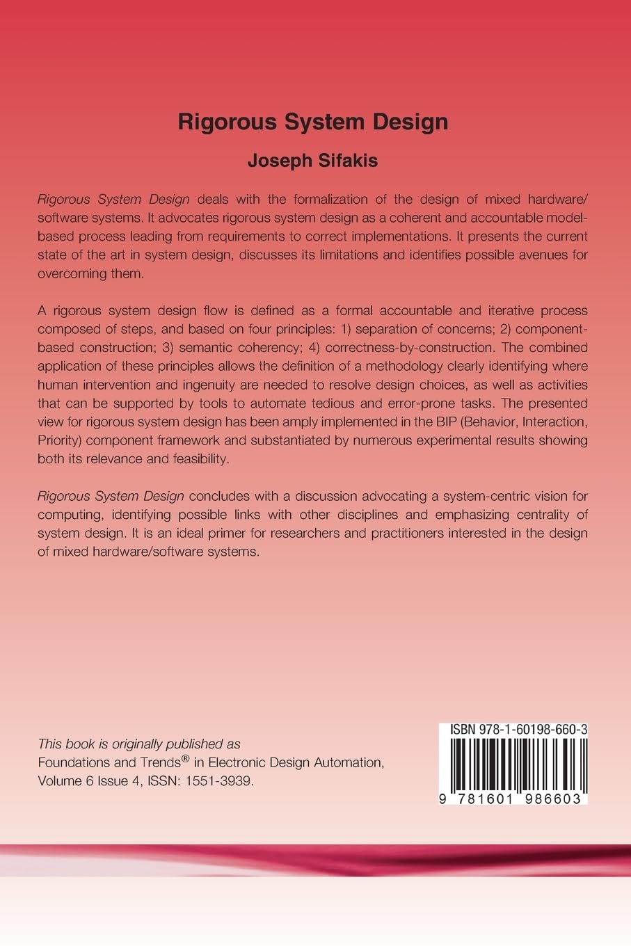 Rigorous System Design: 20 (Foundations and Trends® in Electronic Design Automation)