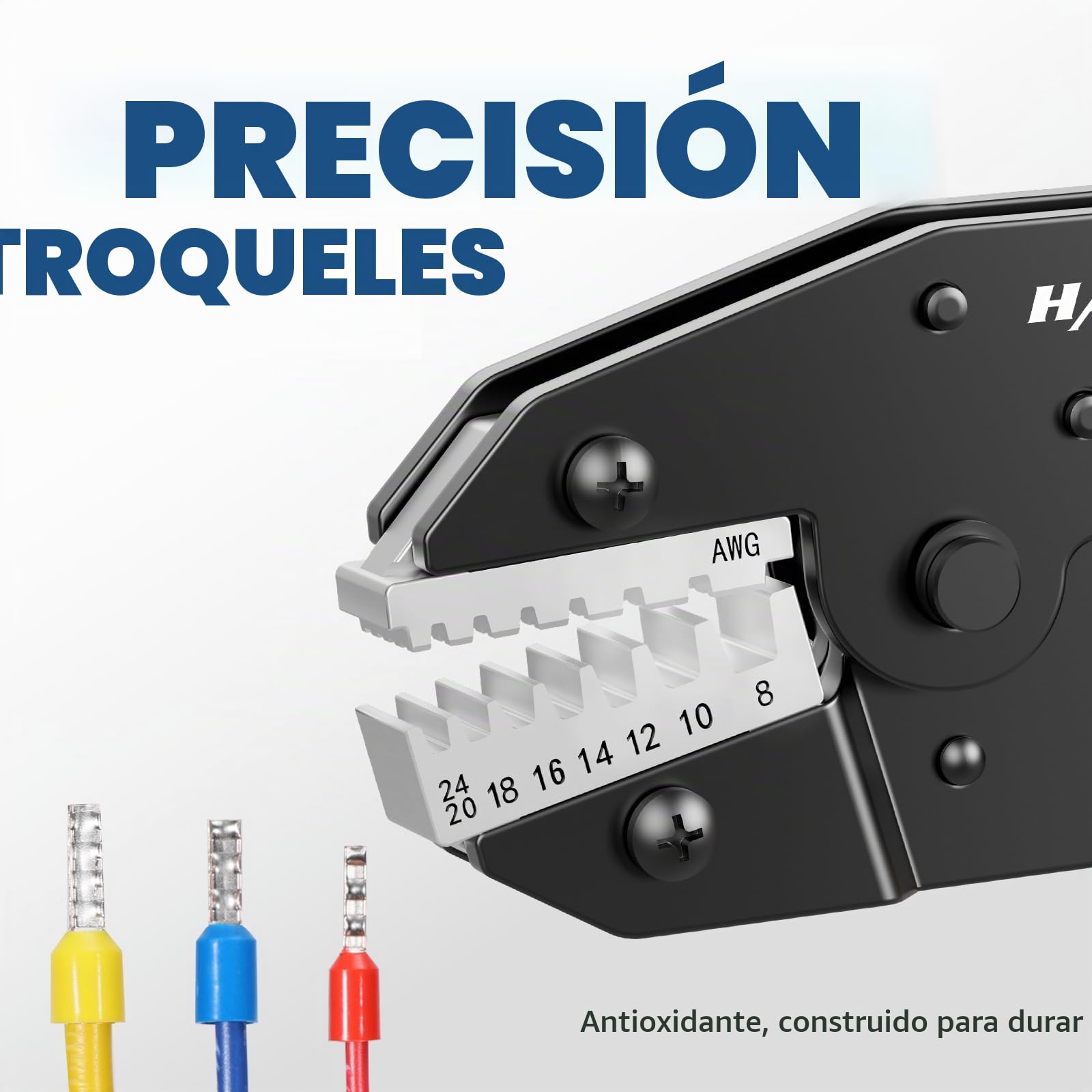 Crimpadora para Terminales de Cable Haisstronica 0,25–10 mm² (AWG24–8) Alicate de Crimpar