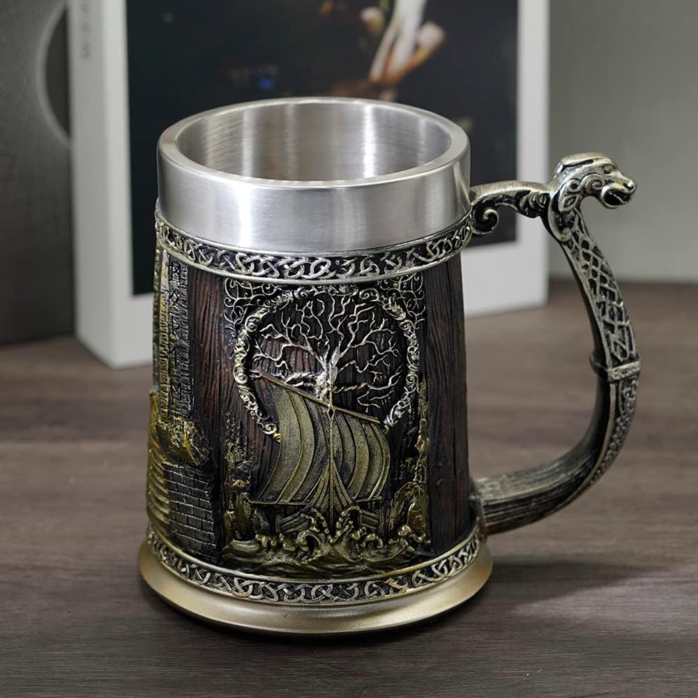 Stainless Steel Skull Mug Viking Drinking Cup Skeleton Resin Beer 14 619dvTN1 VL. AC SL1001