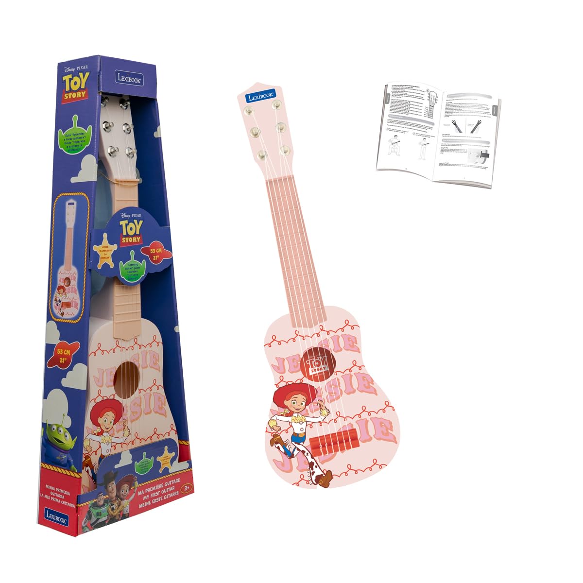 Lexibook, Toy Story Jessie, Guitar for children, 6 nylon strings, Tunable, Learning guide included, 53 cm, Plastic, K200TSGLXB