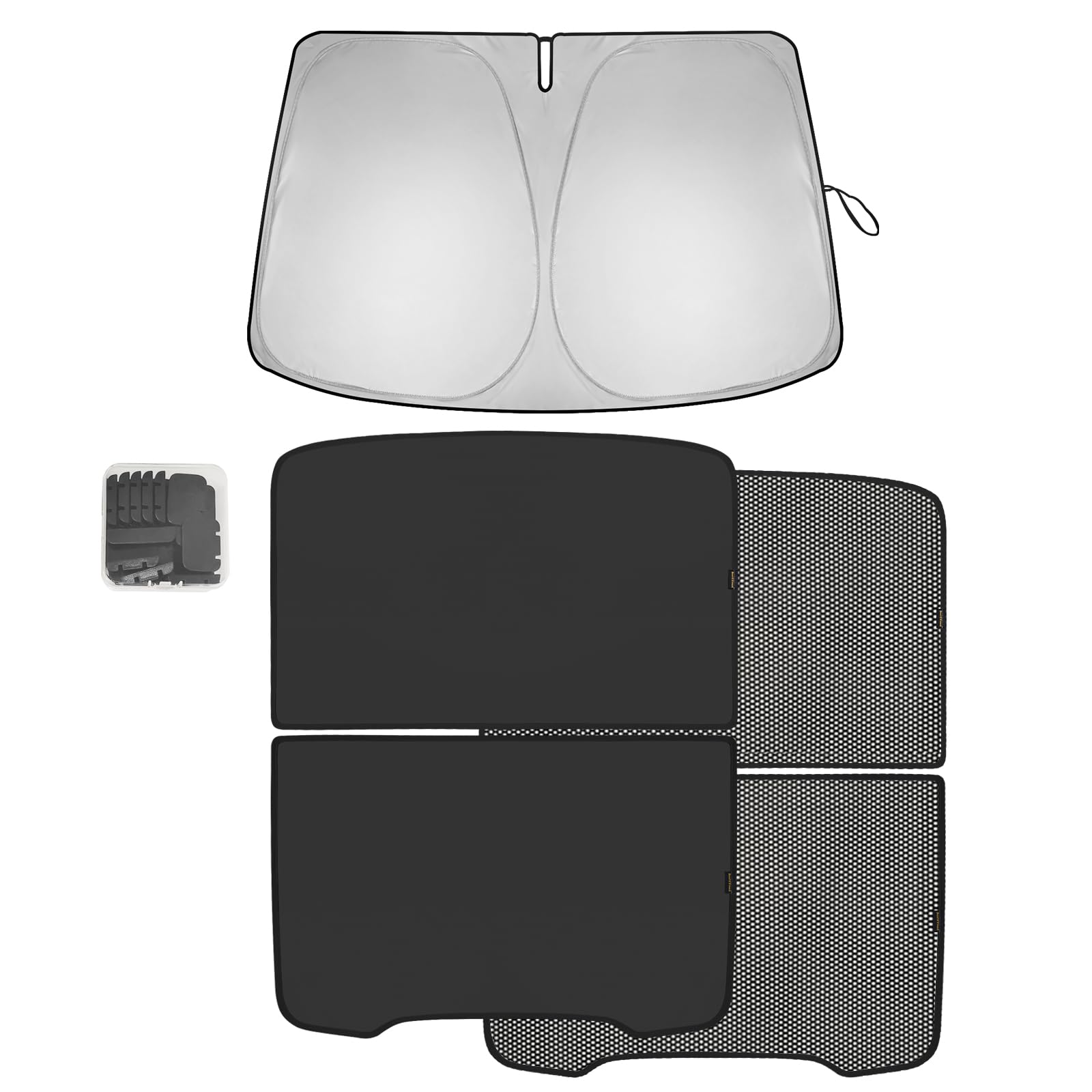 BestEvMod - Lot de 3 pare-soleils pour pare-brise et toit compatibles avec le nouveau modèle Tesla Y Juniper 2026 2025, pare-soleil pliable, protection contre la chaleur et les UV, pare-soleil avec