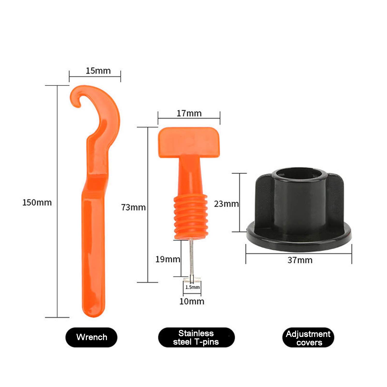 Kit di livellamento per piastrelle riutilizzabili, 100 pezzi, livellatore per piastrelle, distanziatore per livellare le piastrelle, strumento fai da te per edifici, pareti, pavimenti, 2 chiavi