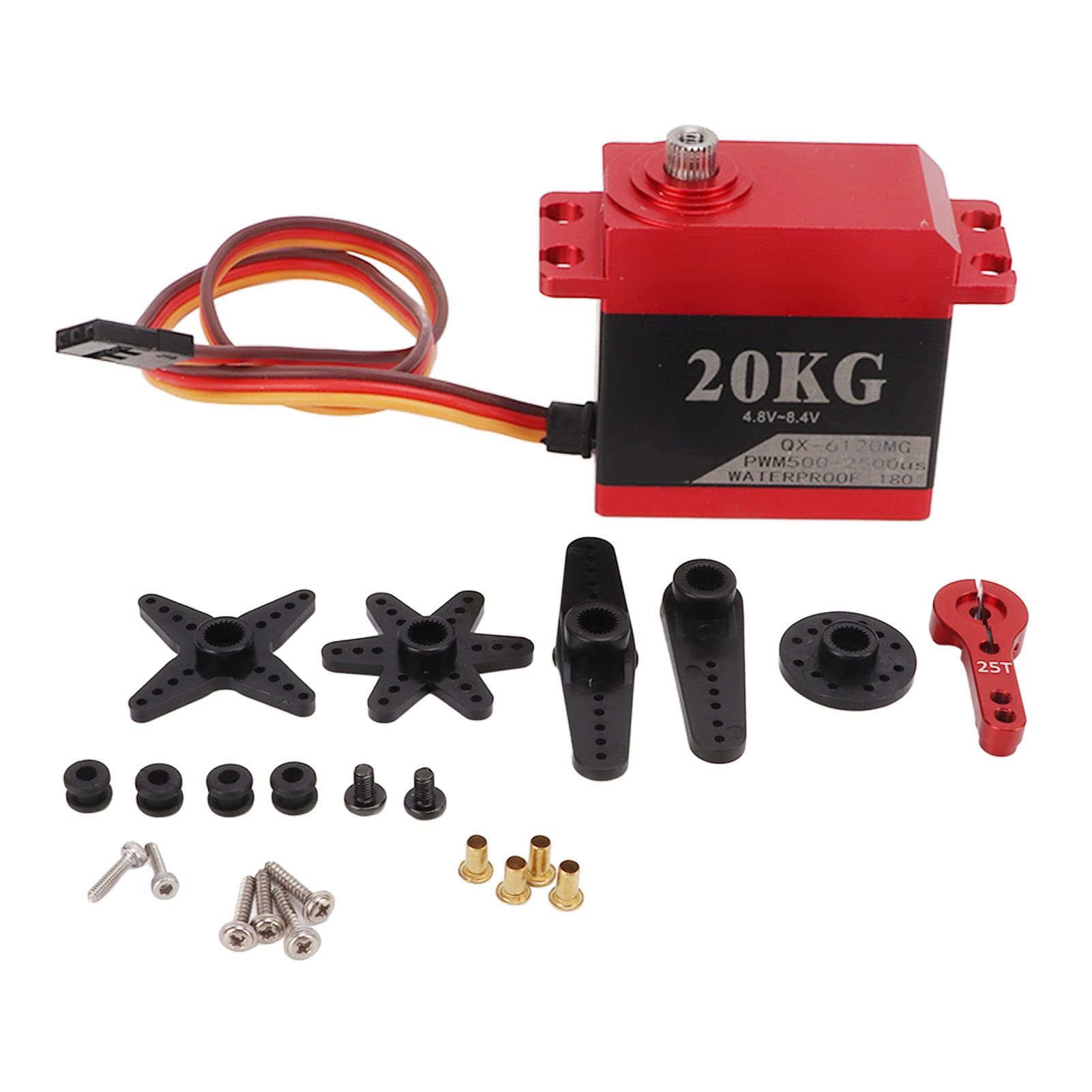 QX‑6120MG Serwo wysokociśnieniowe 8,4 V, 20 kg, wysoki moment obrotowy, serwomechanizm cyfrowy wykonany w całości z metalowej przekładni, do samochodu-robota