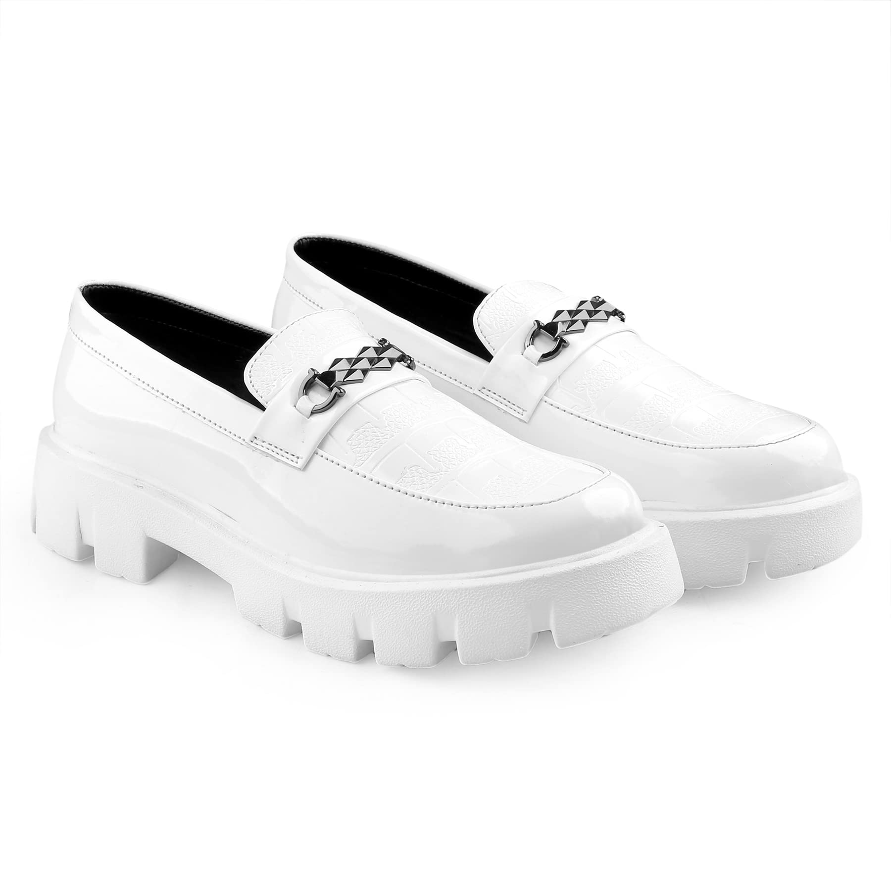 baxxico Men's Patent Leather Material EVA Sole Casual Loafer and Moccasion Slip-On Buckle Shoes-picture-39