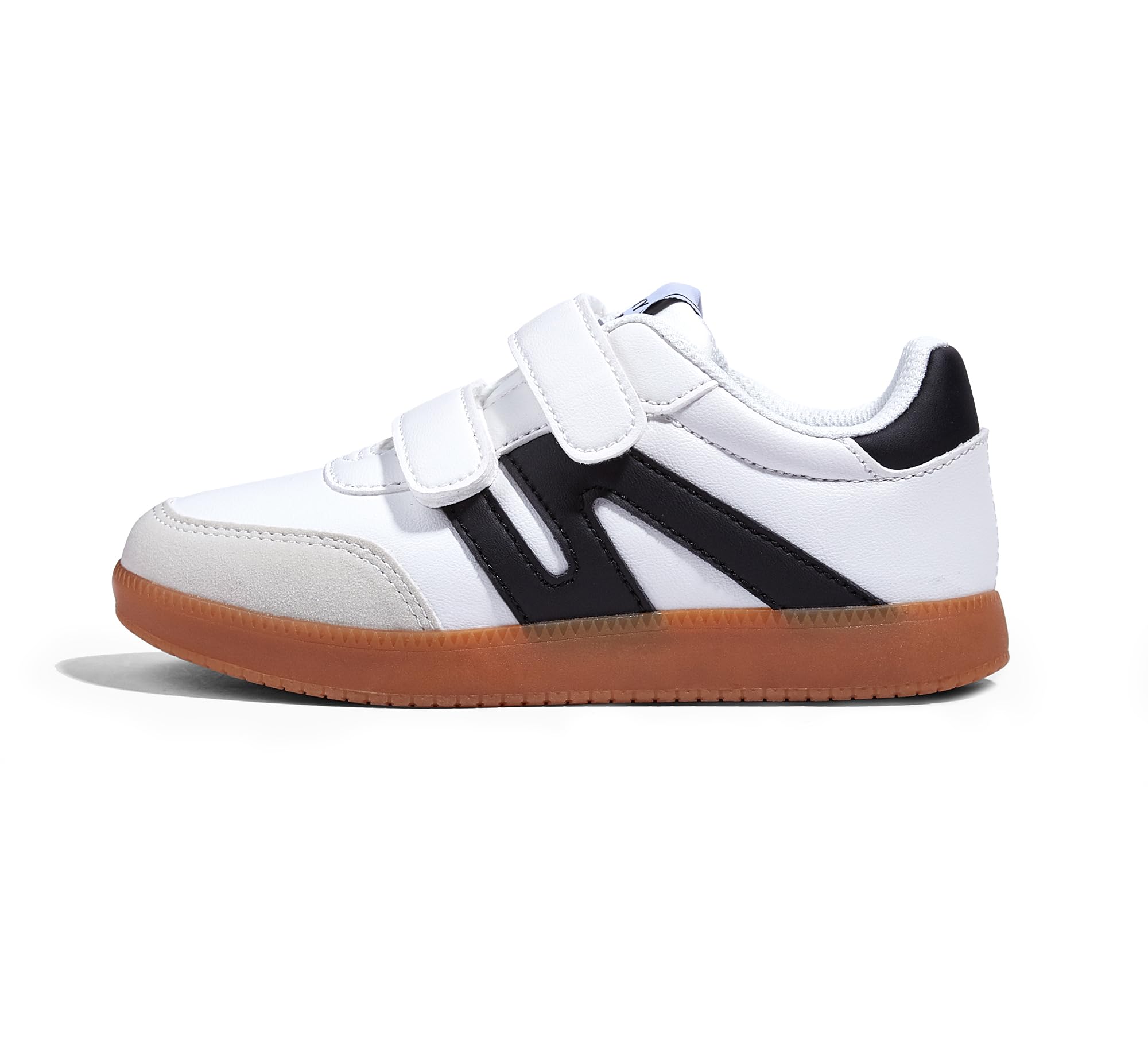 LUCKY STEP Kids Classic Retro Gum Sole Fashion Sneakers School Tennis Skate Shoes Girls Boys Hook and Loop Walking Casual Toddler Footwear Anti Slip