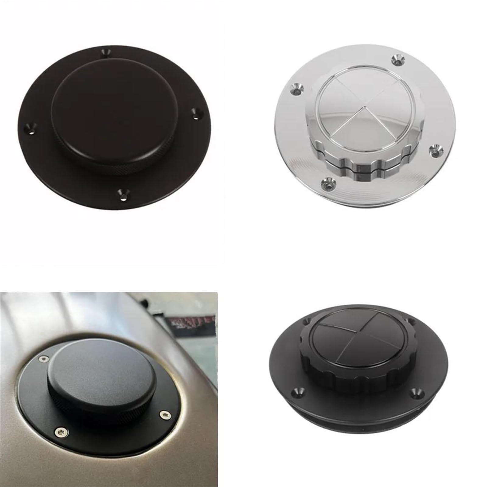 Tappo Serbatoio Moto Cafe Racer Coperchio Serbatoio Gas In Alluminio Per K75 K100 K100LT K100RT K100RS Coperchio Serbatoio Moto(Black)