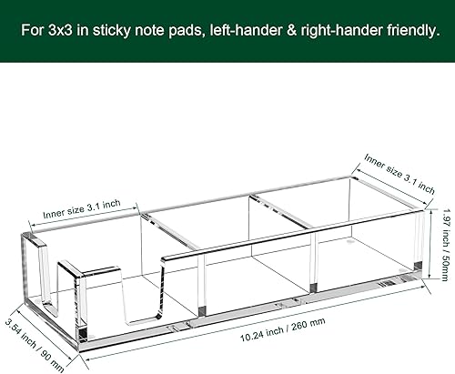 Miniatura 2 de BOSSCASA Soporte adhesivo acrílico para notas, soporte para bloc de notas autoadhesivo, con blocs de notas, dispensador de notas, organizador de