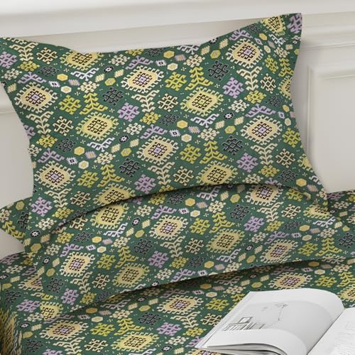 Image of Weave & Decor Super Soft Super Comfortable 144 TC 90x90 inches Printed Cotton Double Bed Bedsheet with Two Pillow Covers