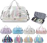 Sports Duffel Sac, sac de gym avec compartiment de chaussures & Poche humide, Sac de voyage imperméable pour la nuit Sac de danse pour fille, Sac week-end pour les femmes (Purple)