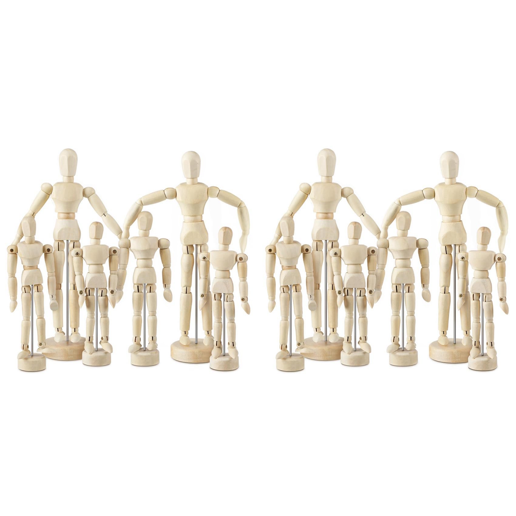 Jnchdghwa 12 Pcs Artist Mannequin Model Wooden Manikin Drawing Moveable Figure Model with Stand Flexible Jointed Mannequin