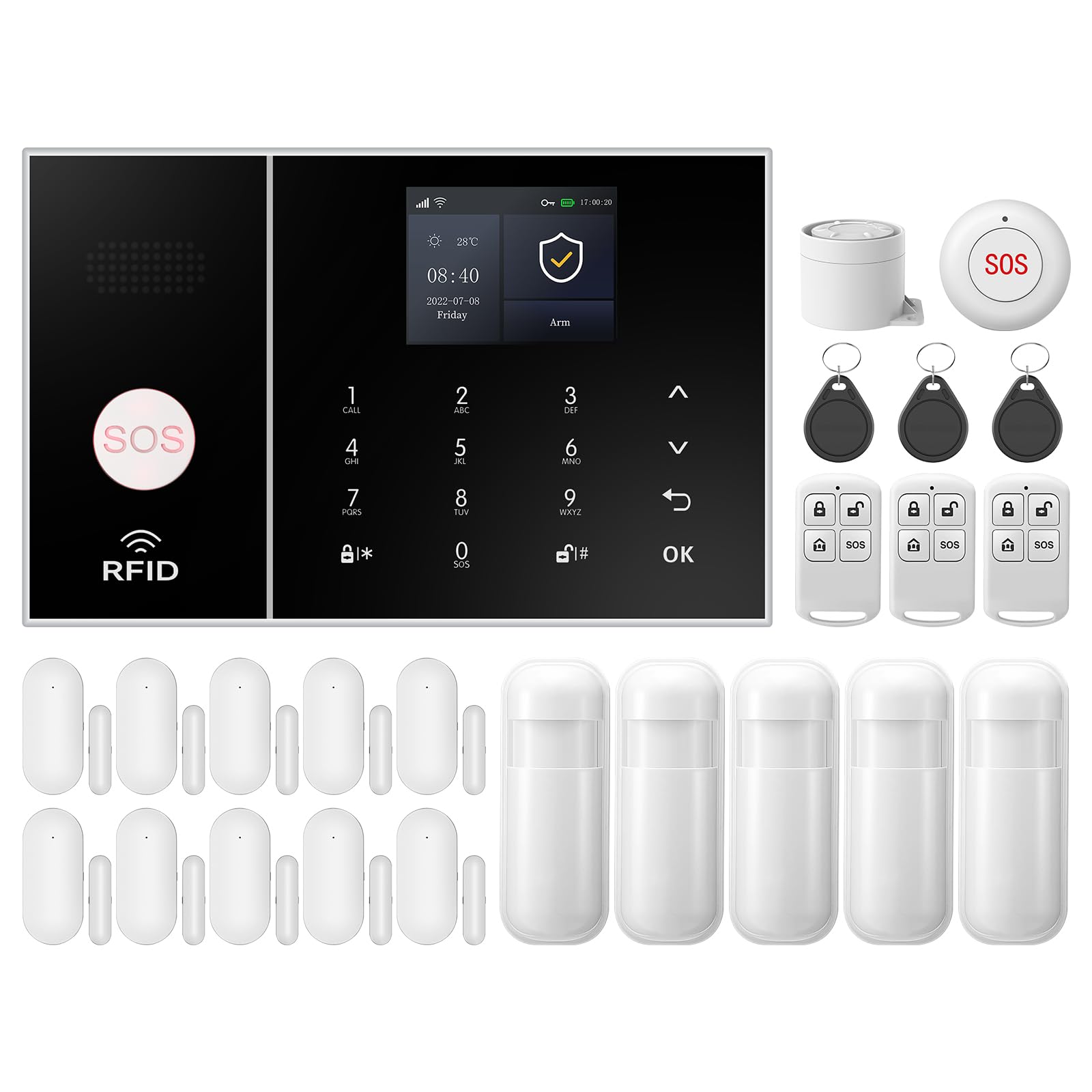 XNY WiFi Home Alarm System, Wireless 2G Burglar Alarm System for Home Security with APP Alert, 24-Piece-Kit (Motion Detector, Door Window Sensor, Remote, Siren), Work with Alexa and Google Assistant