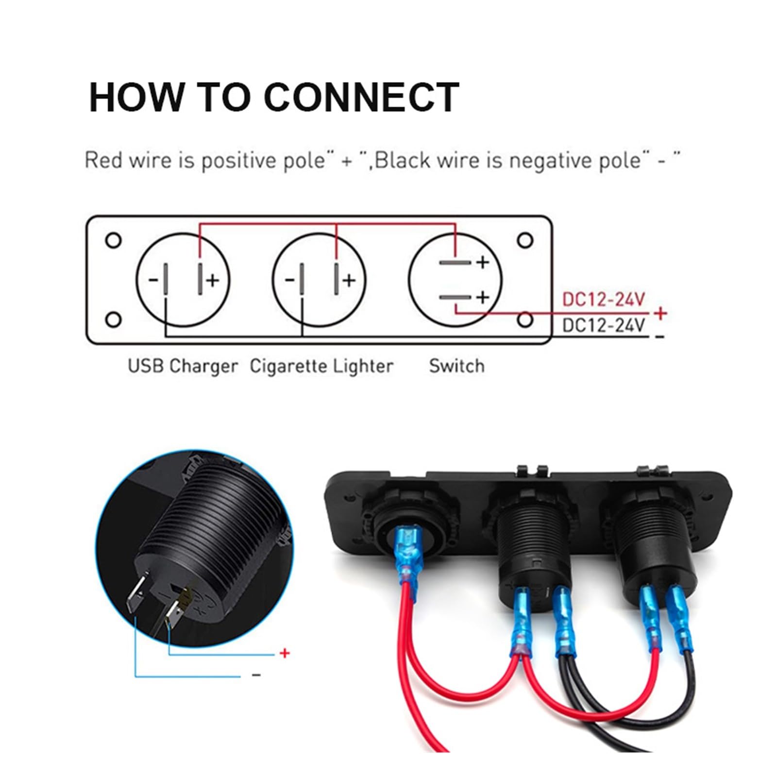MORREZ Gniazdo zapalniczki 12 V rozdzielacz z przełącznikiem kołyskowym PD i QC3.0 gniazdo USB C z woltomierzem LED wodoodporne do łodzi samochodowej (kolor: zielony zestaw)