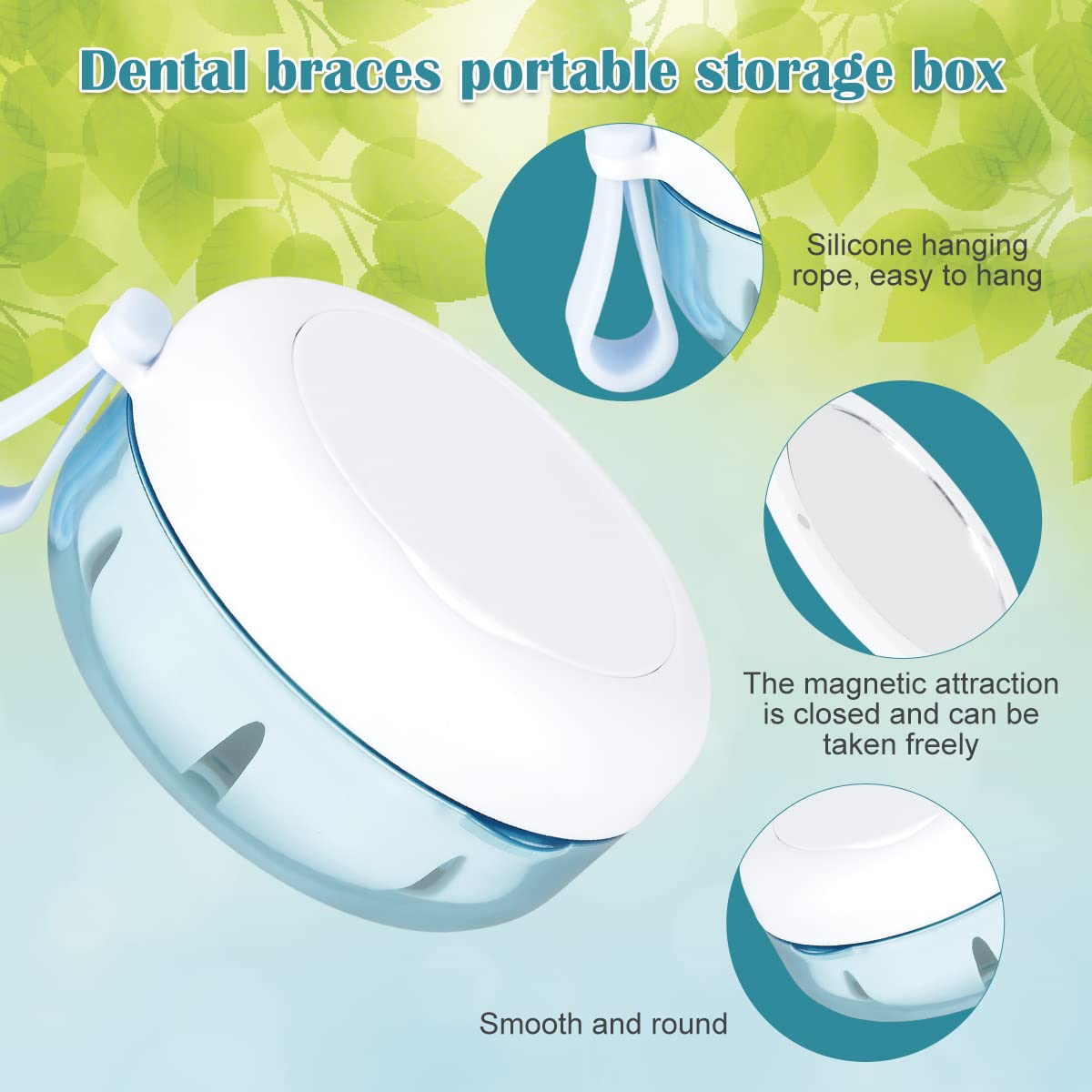 Denture Bath Case Denture Box, Reusable Portable Denture Holder Box, Silicone Mini Storage Container with Vent Holes Premium Leak-proof Denture Cup for Home Travel Office