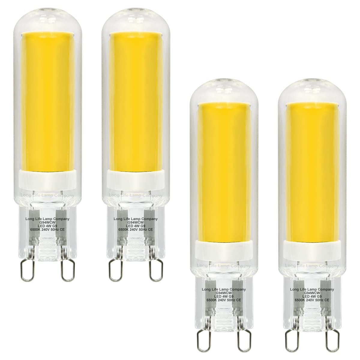 Long Life Lamp Company G9 LED Bulbs Cool White 4w Capsule Light Bulb Glass 240v, 4 Pack