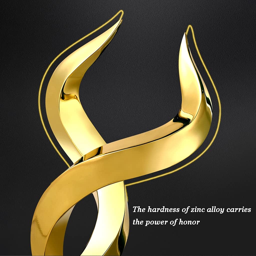 Kreative Zinklegierungsmetall-Trophäe, Hörner, Das Jährliche Treffen Vergibt Den Meisterpokal, Geschenk-Souvenir-Siegerpokal, Kostenlose Beschriftung Letter (Color : Gold, Size : 8x8x30cm)