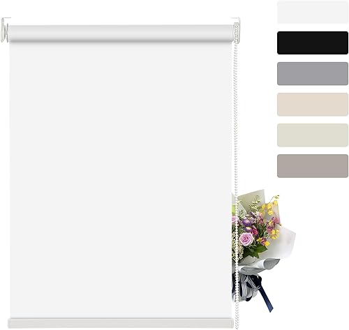 Miniatura 1 de Boolegon Persianas enrollables opacas para ventana, tela con aislamiento térmico, fácil instalación, protección UV. Persianas para dormitorio,