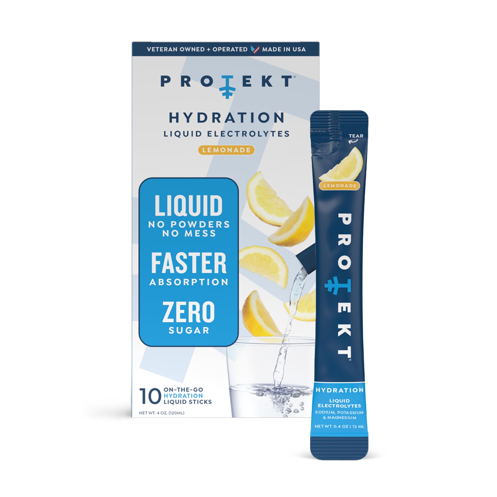 Electrolyte Packets for Recovery & Hydration | Organic & Sugar-Free Electrolytes Drinks | Works Faster Than Powder Drink | On-The-Go Liquid Hydration Drink | Lemonade, 10 Pack