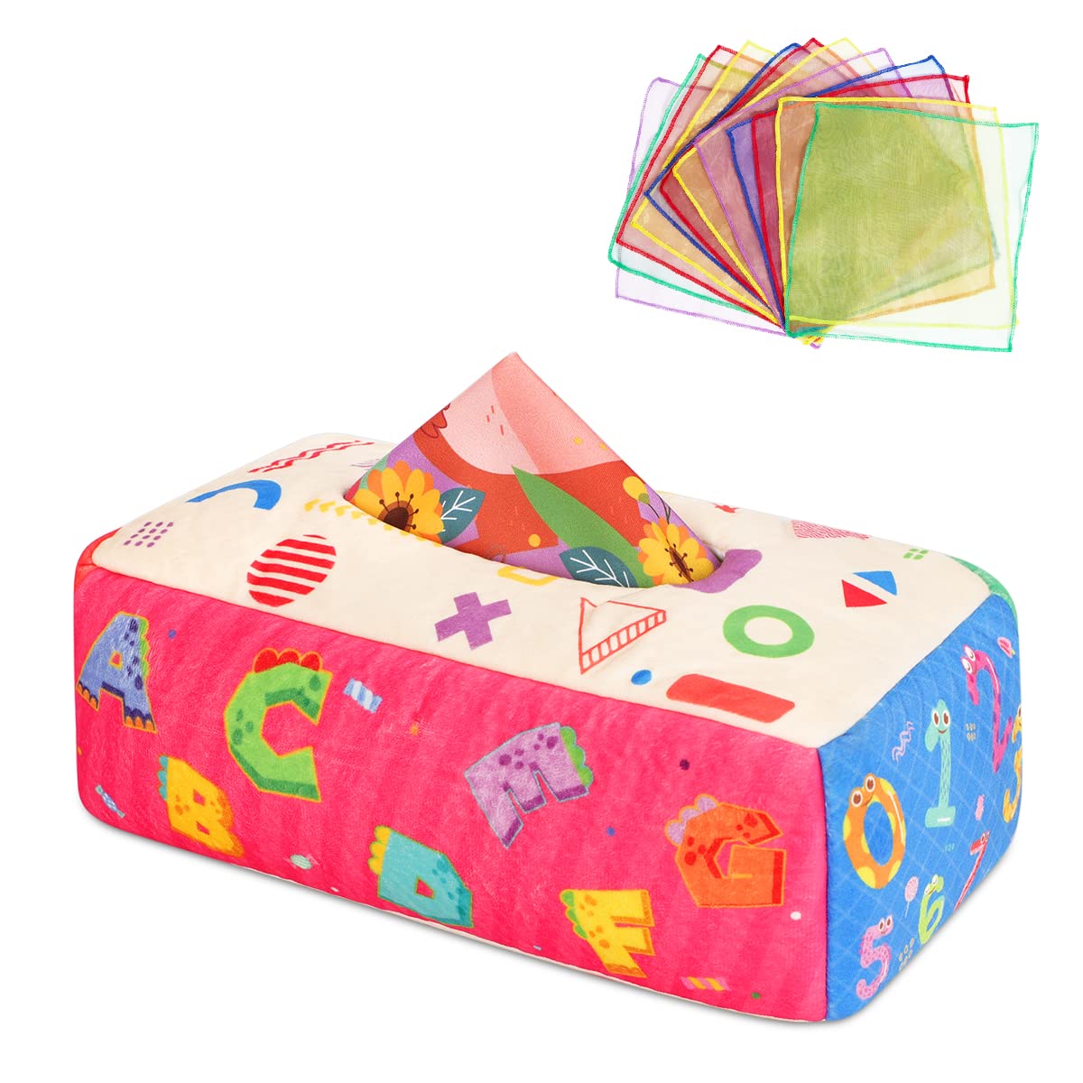 URMYWO Baby Toys 6 to12 Months, Baby Tissue Box Toy, Soft Crinkle for Infant Toddlers, Stocking Stuffers, Boy Girl Gifts