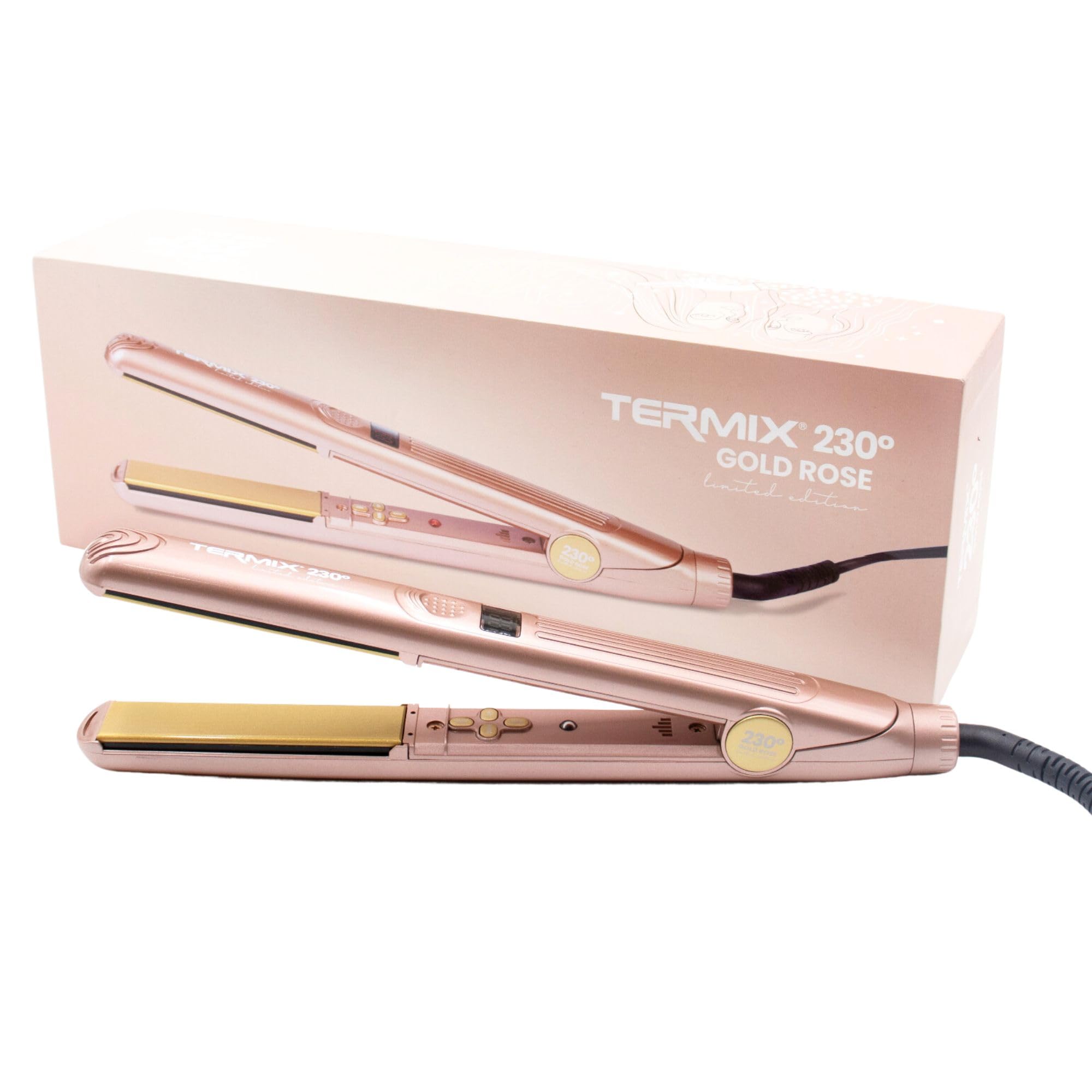 Termix Plancha de Pelo 230º de Cerámica, Gold Rose Edition. Plancha para Cabello de Peluquería Profesional