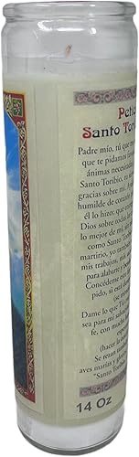 Miniatura 2 de veladora de rezo Santo toribio Romo Patrono de los inmigrantes oración en español al reverso veladora blanca sin aroma