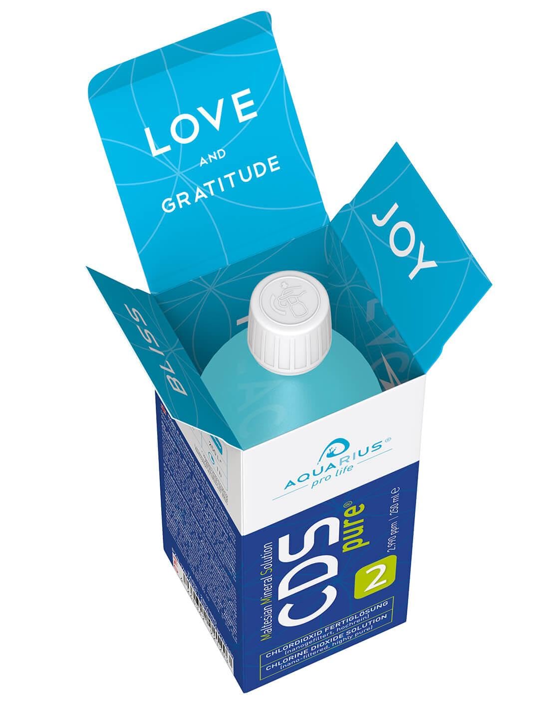 CDSpure 500 ml - Chlordioxid Lösung (2x250ml) I CDL Tropfen I Chlorine Dioxide Solution I Der ideale Begleiter für Urlaub oder Ausflug I inkl. Dosierbecher + Pipette