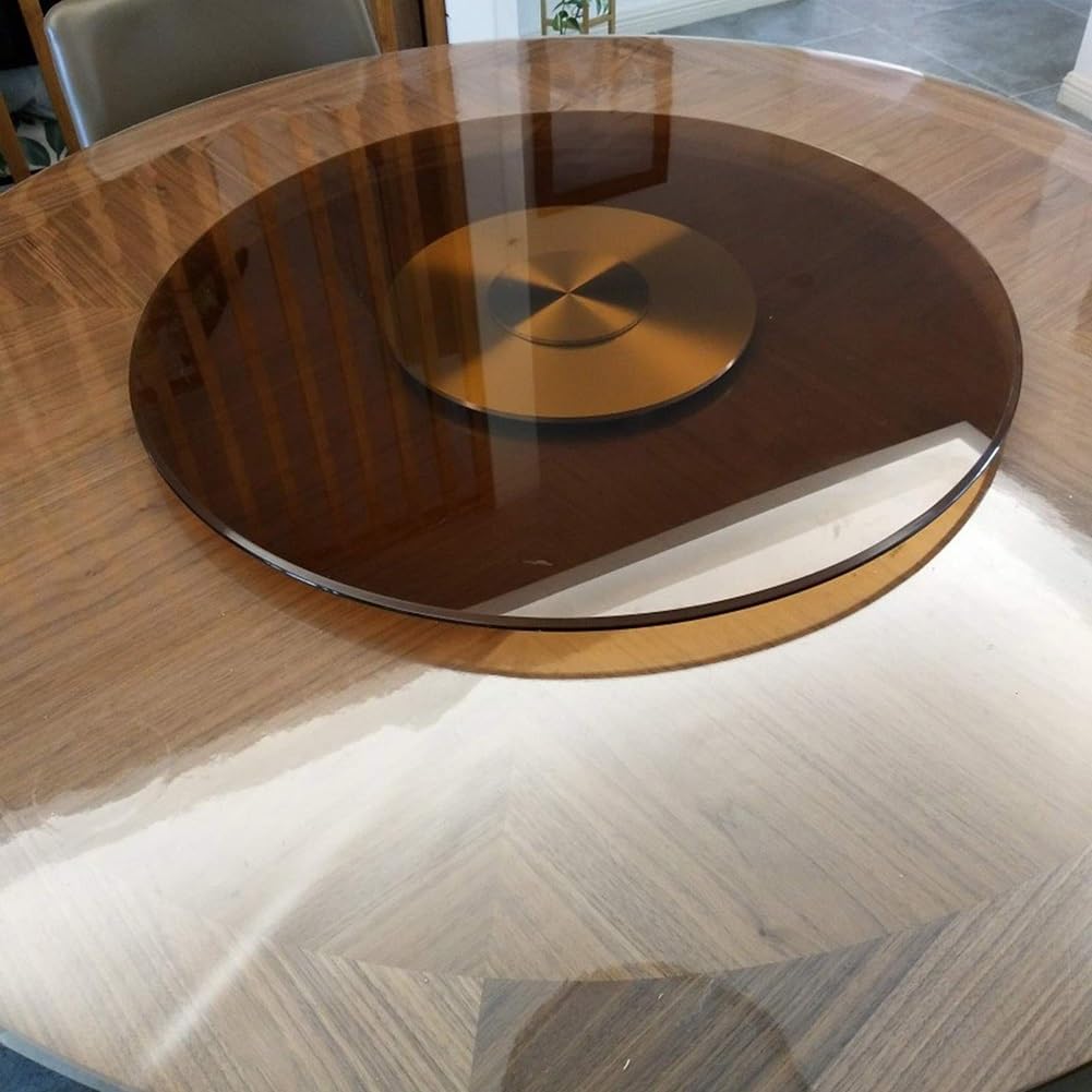 Plateau tournant pour hôtel,Plateau tournant en Verre trempé,Plateau tournant Transparent Rotatif pour Restaurant (Taille: 80 cm / 32 Pouces)