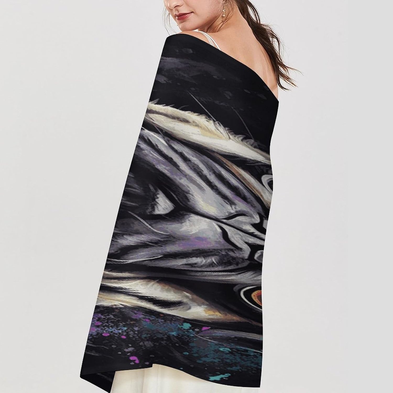 Portrait Of Pug Winter Scarf for Women Soft Tassel Scarves Oversized Wraps Long Shawl Cold Weather Thick Blanket Scarfs