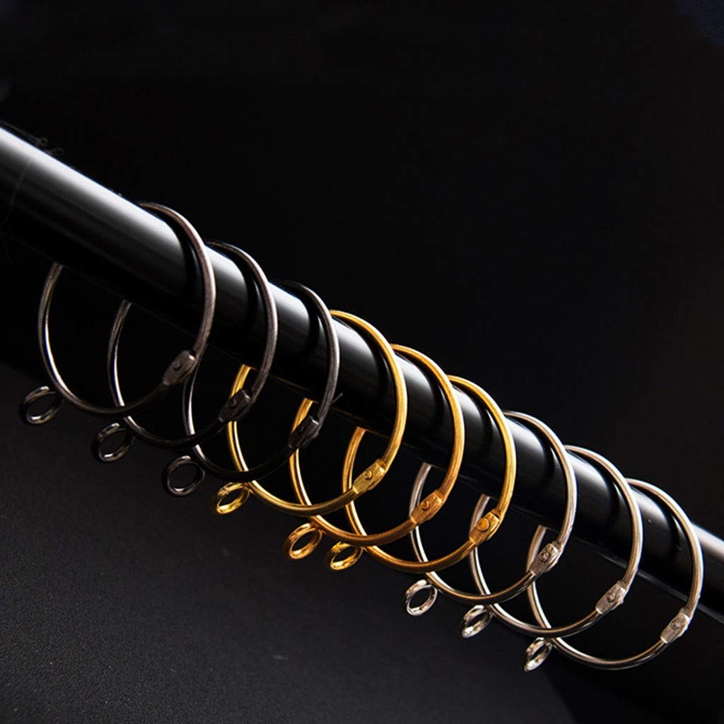 Gardinenringe aus Metall, Gardinenringe zum Aufhängen für Vorhänge und Stangen, Gardinen-Schiebe-Ösen-Ringe, Set mit 10 (schwarzen) Ringen (Größe: 1,2 Zoll) (1,2 Zoll) (2,5 Zoll)