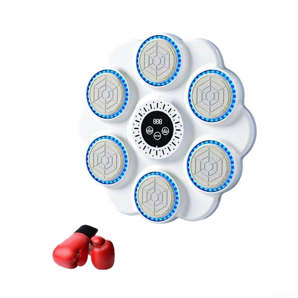 Macchina da boxe a LED da parete con bersaglio musicale a LED | musica, luci RGB per gli occhi, monitoraggio app, sfide globali, costruzione di abilità