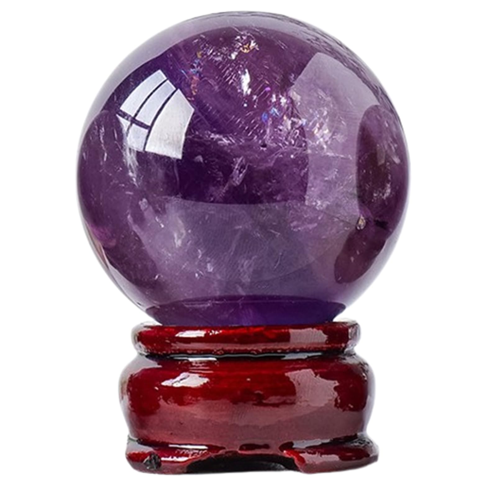 AUOQKQUT Crystal Ball Quartz Amethyst Sphere Polished Dreamy Purple Scrying with Wood Stand Divination Collection Decor Gift,55~60mm
