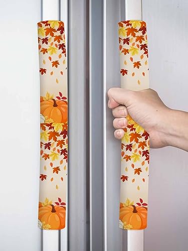 Miniatura 8 de Juego de 2 fundas para manijas de puerta de refrigerador de otoño de Acción de Gracias, para lavavajillas, microondas, horno, nevera, estufa,