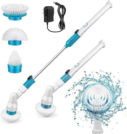 Kirtan Zone Plastic Electric Spin Scrubber Machine Floor Cleaning Bathroom Tiles Cleaner Tool with 3 Replaceable Brushes and Long Extension Handle