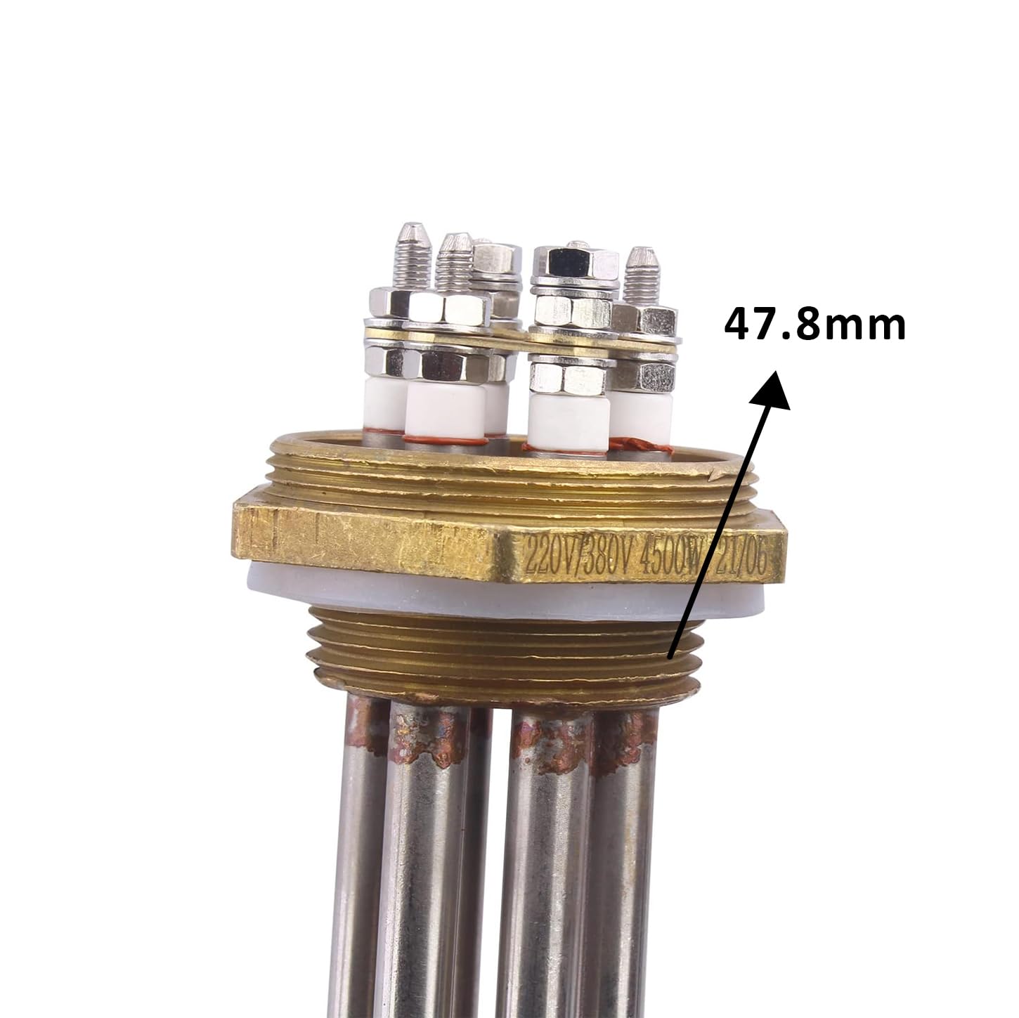 AIICIOO Élément chauffant électrique 3U 1,5" (DN40) Bride en laiton BSP avec anneau en silicone et couvercle en plastique 220/380V 4500W