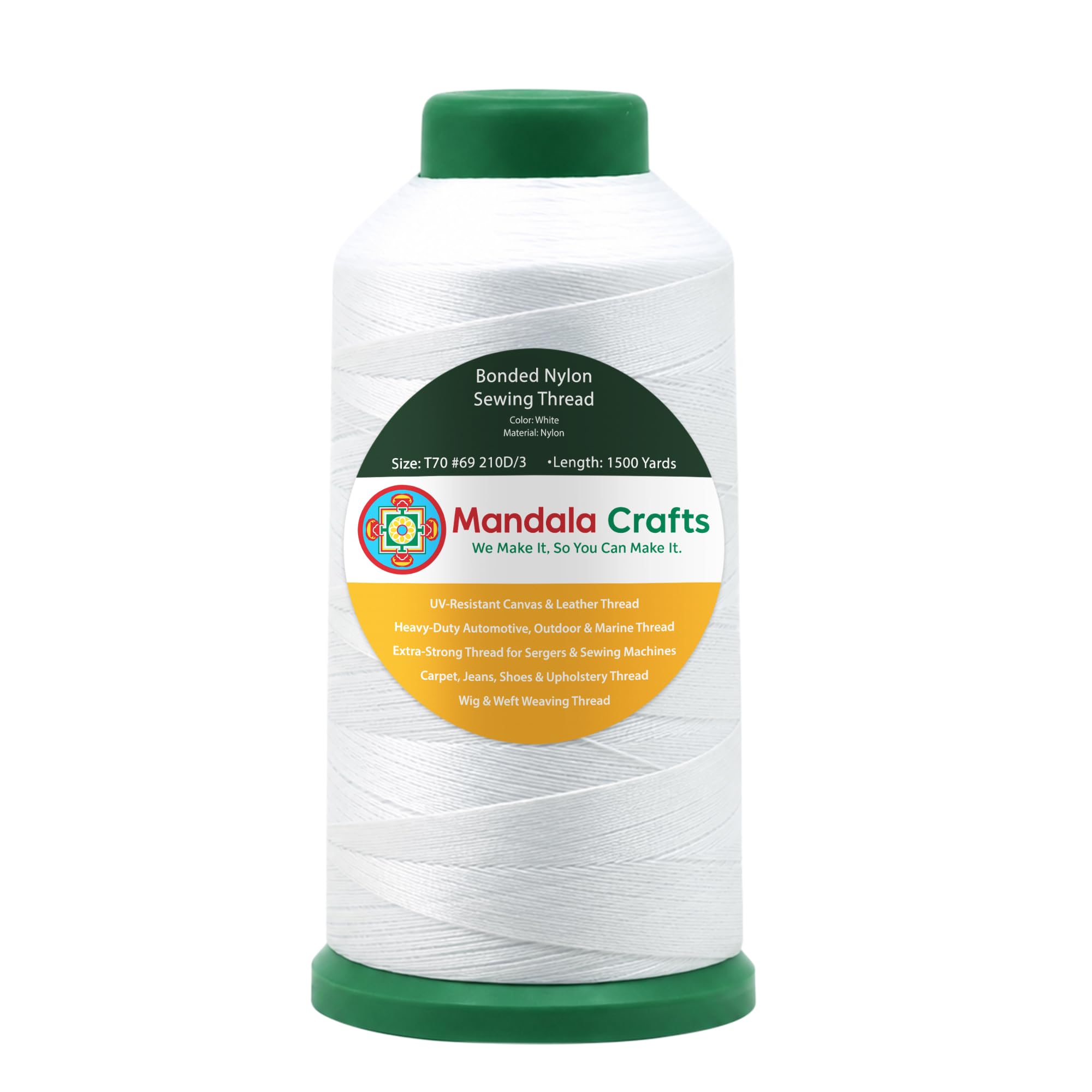 Amazon.com: Mandala Crafts Size 69 210D T70 Bonded Nylon Thread
