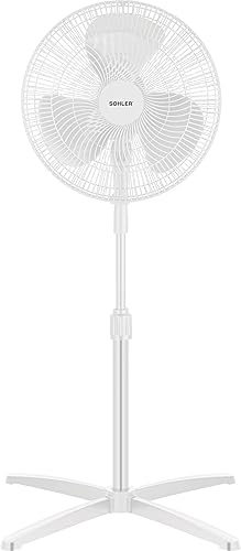 SOHLER Ventilador de pedestal portátil de 16 pulgadas, 3 velocidades, oscilación de 90, altura ajustable, ventilador de pie para sala de estar,