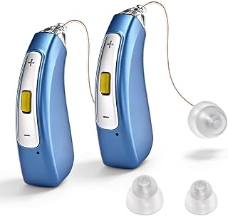 Wiederaufladbares Soundgerät mit Rauschfilter – 30h Akku – Diskretes Soundgerät für Senioren – Einfache Bedienung, Delmicure zwei Geräte Wireless Soundgerä-t mit intelligenter (2, blau)