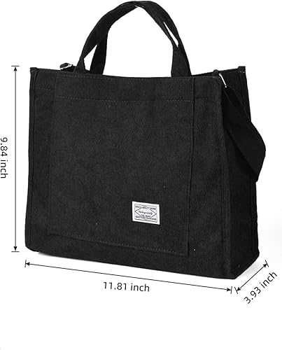 Miniatura 2 de Maki Izumi Bolsa de mano, bolsa de pana, bolso pequeño para mujer, bolso negro para mujer, bolsa de lona, bolsas de lona con asas.