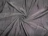 100% Pure Silk Dupioni Fabric Grey, Ivory x Black 54" with slubs MM25[2] by The Yard