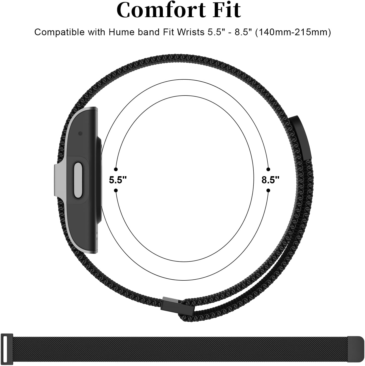 Metal Replacement Strap Compatible with Hume Band 1.0, Magnetic Mesh Loop image 3