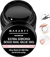 Makartt Gel de cola de unha sólida: cola de gel extra forte para unhas de pressão e pontas falsas, cola de unhas de adesão forte de longa duração para unhas de acrílico, géis 3D transparentes para
