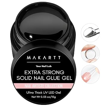 Makartt Solid Gel Adhesive for Press-On Nails & Tips 50ML Extra Strong Nail Glue with Dropper Remover, Easy Soak-Off Formula for Quick Removal