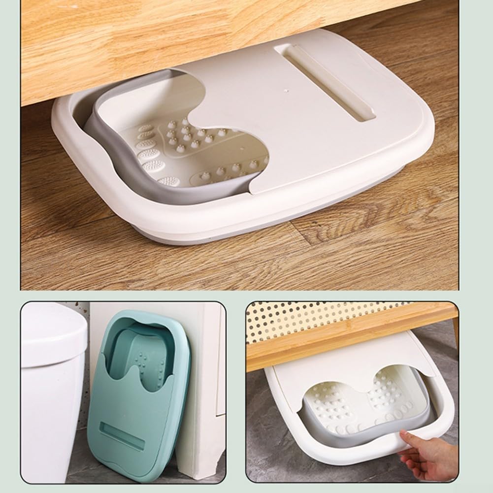 Palangana Plegable Portátil para Baño de Pies para Uso Doméstico y Viajes – Bañera Plegable para Masaje de Pies, Cubo de Pedicura de Plástico Fácil de Limpiar, 39 x 32 x 17 cm (Rosa)