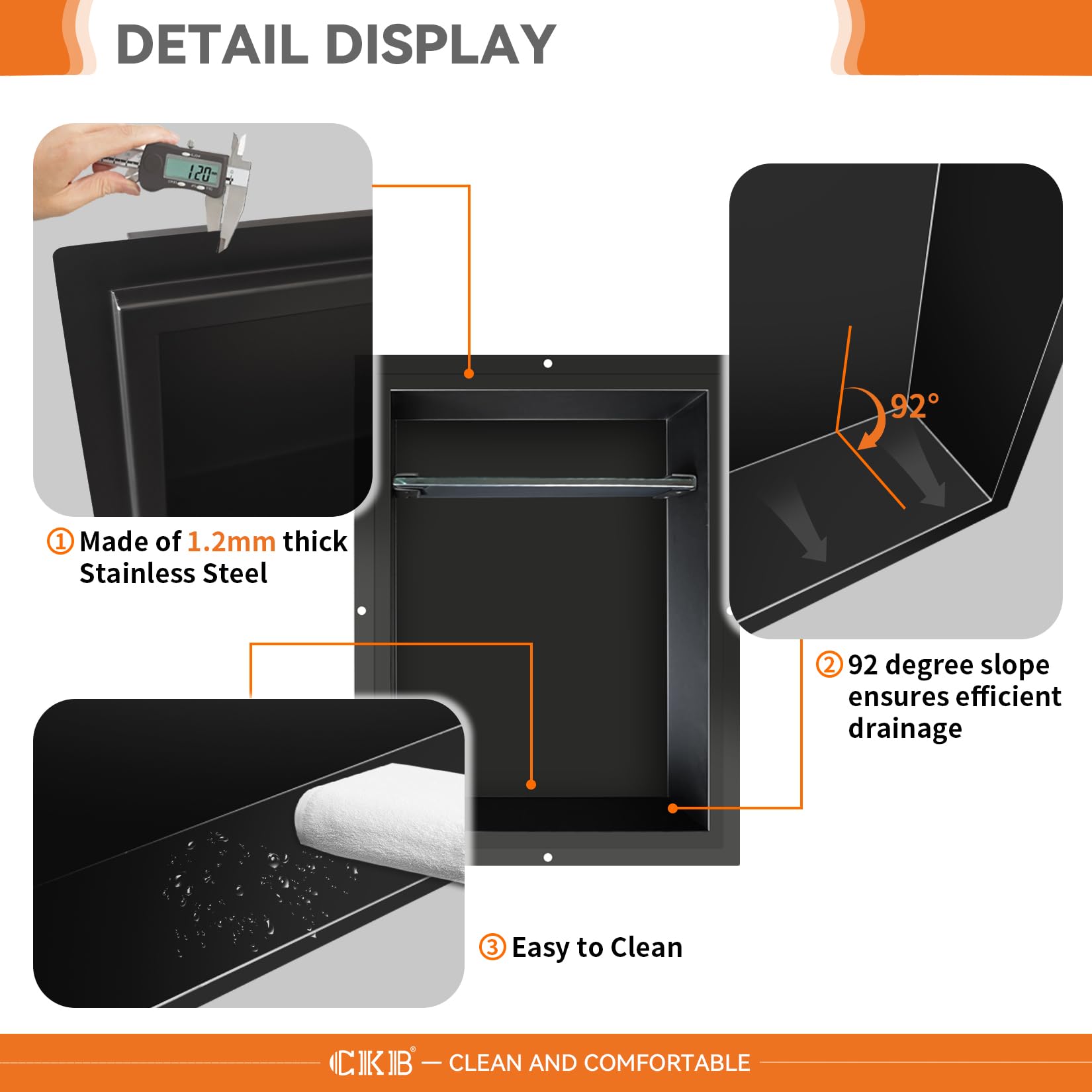 Snapklik.com : CKB Shower Niche Stainless Steel, 18 Inch X 14 Inch X 4 ...