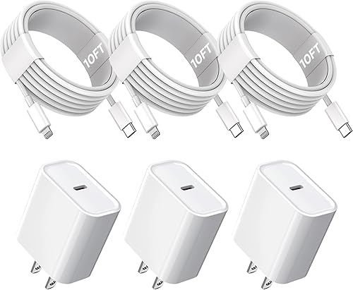 Miniatura 4 de Cargador rápido para iPhone, [certificado MFi] Bloque de carga rápida USB C de 20 W con cable de Tipo-C a Lightning de 10 pies, carga súper rápida