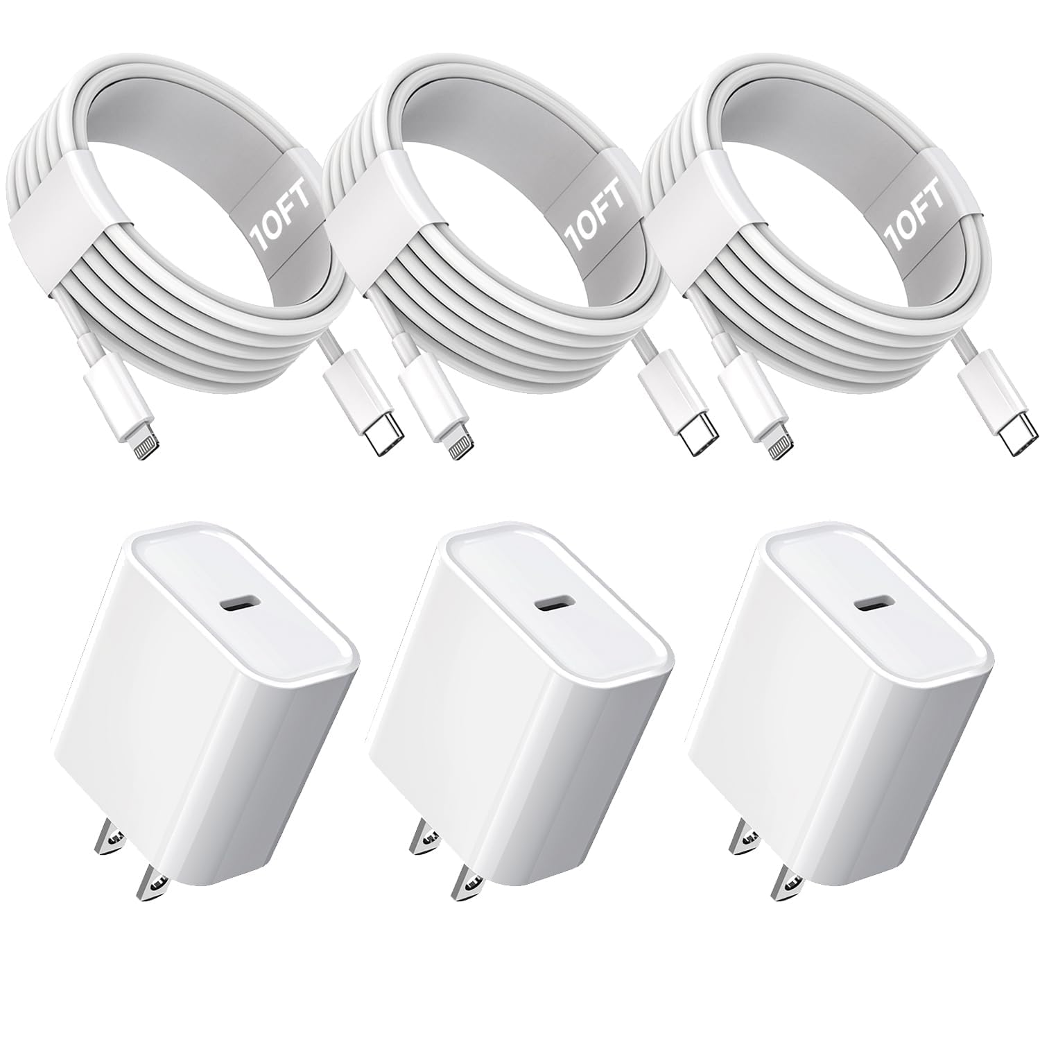 - 10FT iPhone Fast Charger,3Pack Extra Long[Apple MFi Certified]iPhone Charger Fast Charging Quick 10Foot USB C to Lightning Cable Cord Adapter Block for iPhone 14 Pro Max/14 Plus/13/12Mini/11/XS/X/iPad