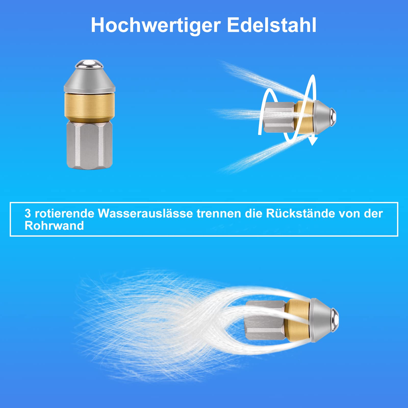 WADEO Hochdruckreinigungsschlauch 30 m, 200 bar, 60 °C, Rohrreiniger, geeignet für Kärcher K-Serie (K1-K7) und Lavor, inklusive Adapter