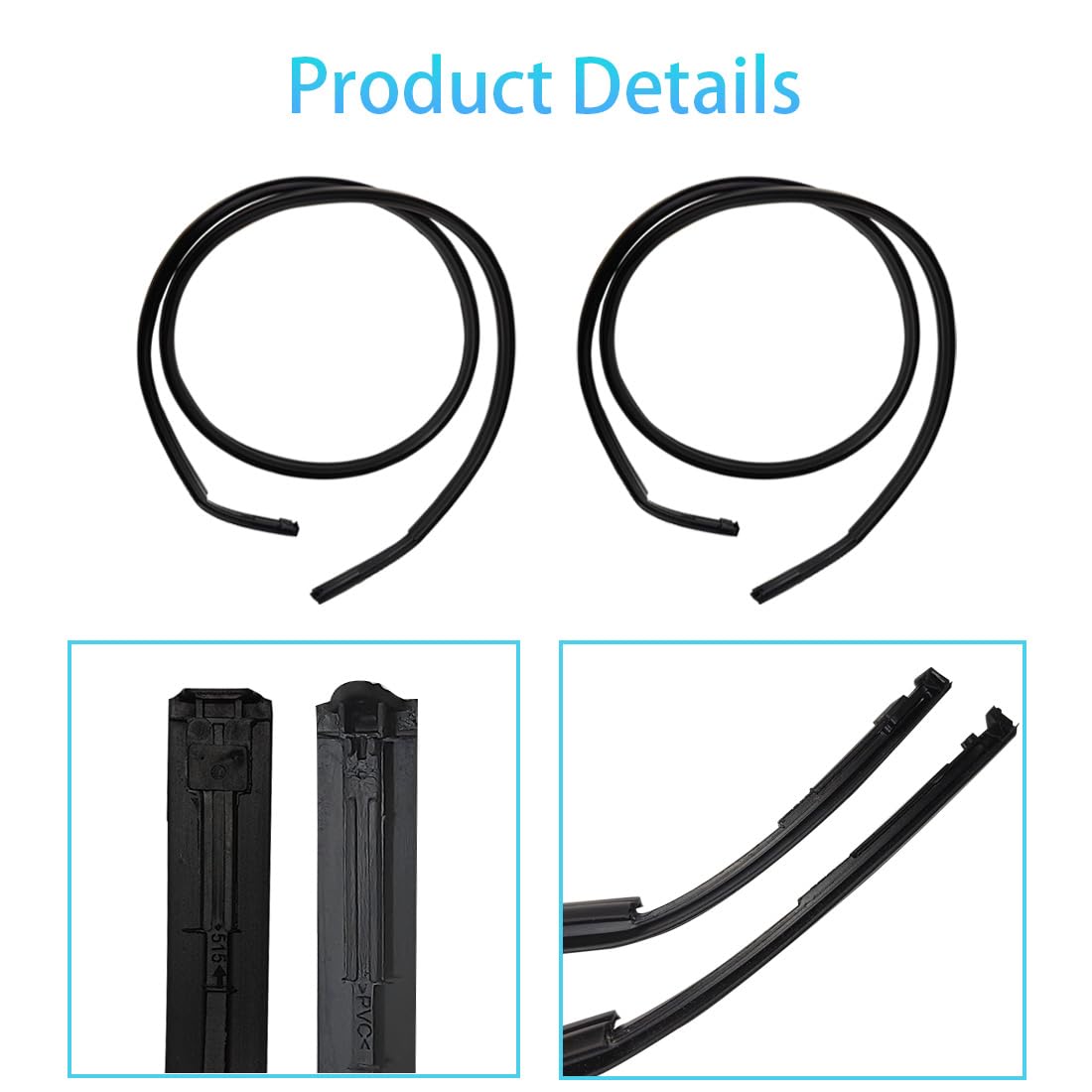 2 tiras de moldeo por goteo para techo izquierdo y derecho compatibles con Toyota Yaris Hatchback 2006 2007 2008 2009 2010 2011 repuesto para moldura de techo para 75551-52130 7555152130