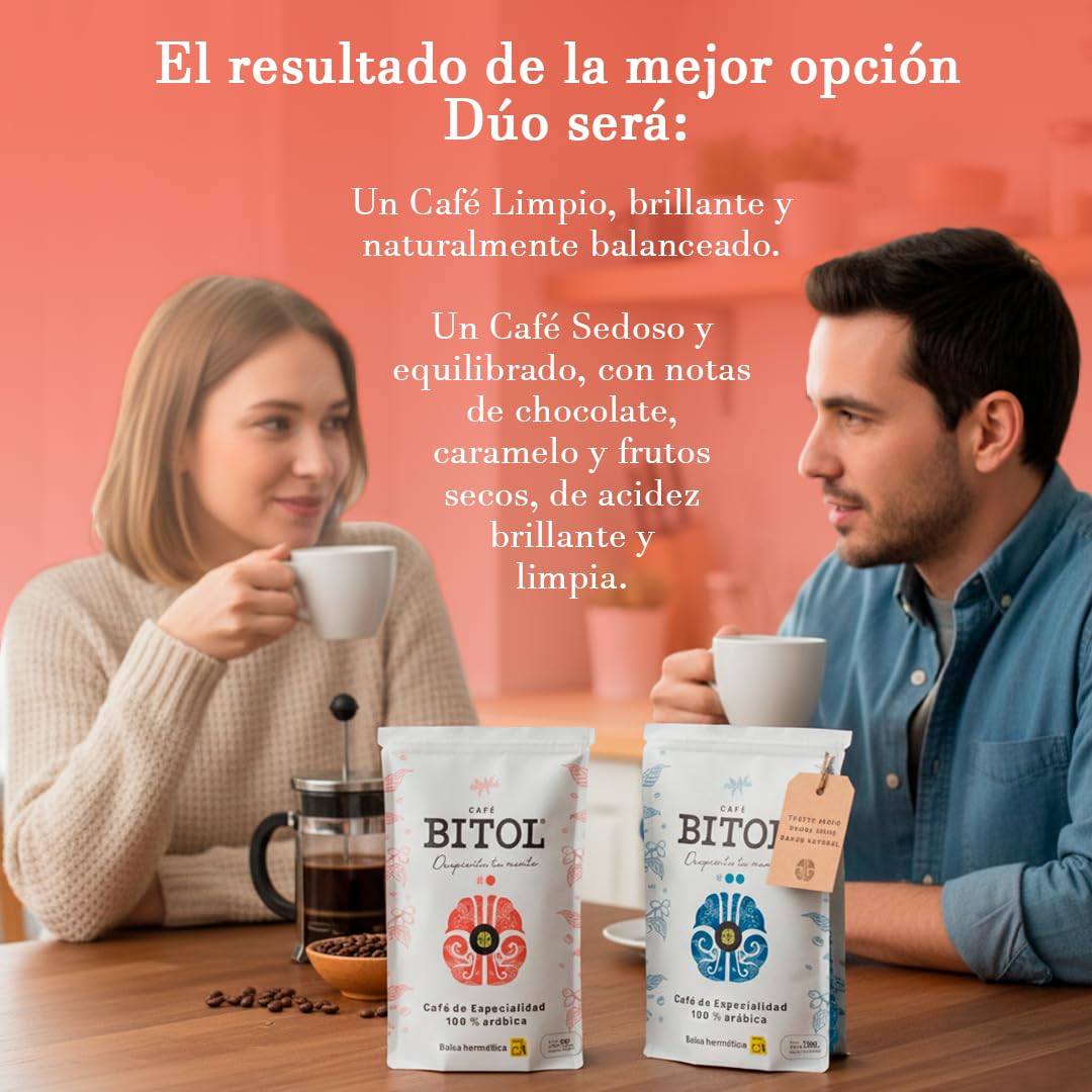 BITOL COFFEE | Café de Especialidad en Grano Natural | 100% Arábica Origen Único Colombia Huila Supremo y Guatemala Antigua | Tueste Medio Gourmet | Notas de Chocolate y Frutos Secos | 1000 gr