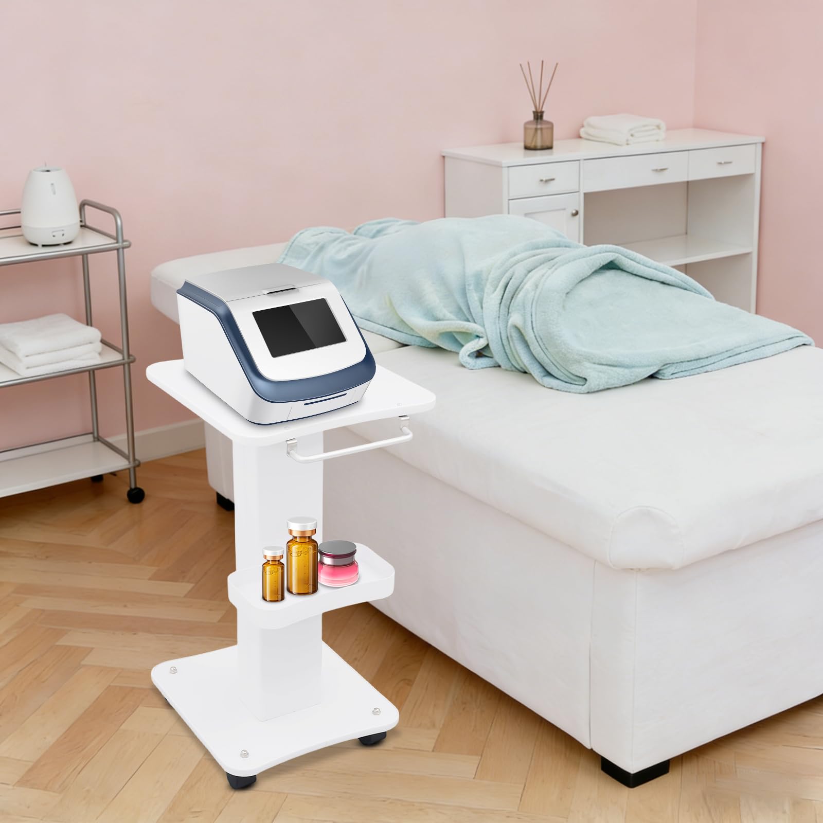 Carrito portátil de cosméticos médicos con compartimento de almacenamiento y ruedas universales, carrito de trabajo ABS para salones de belleza y peluquerías, ideal para instrumentos de belleza, 34 x